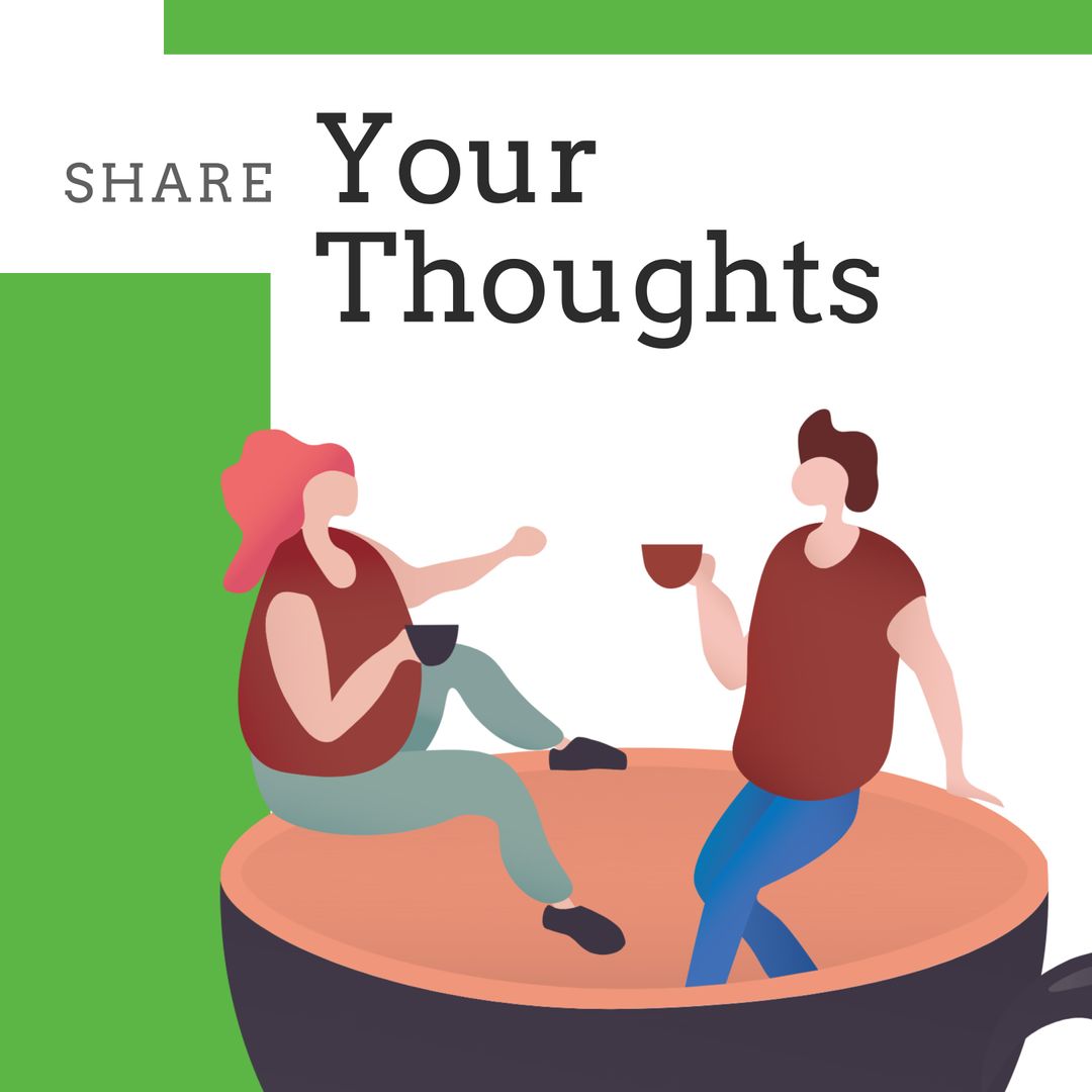 Couple Sharing Coffee and Thoughts in Whimsical Illustration