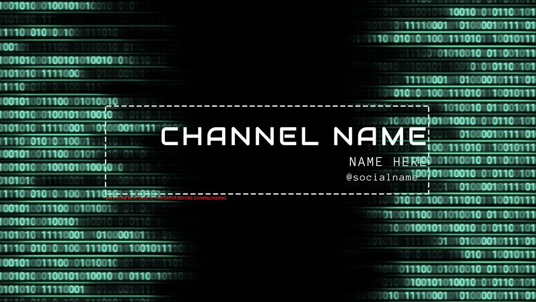 Tech-Themed Channel Banner with Binary and Glitch Effects - Download Free Stock Templates Pikwizard.com