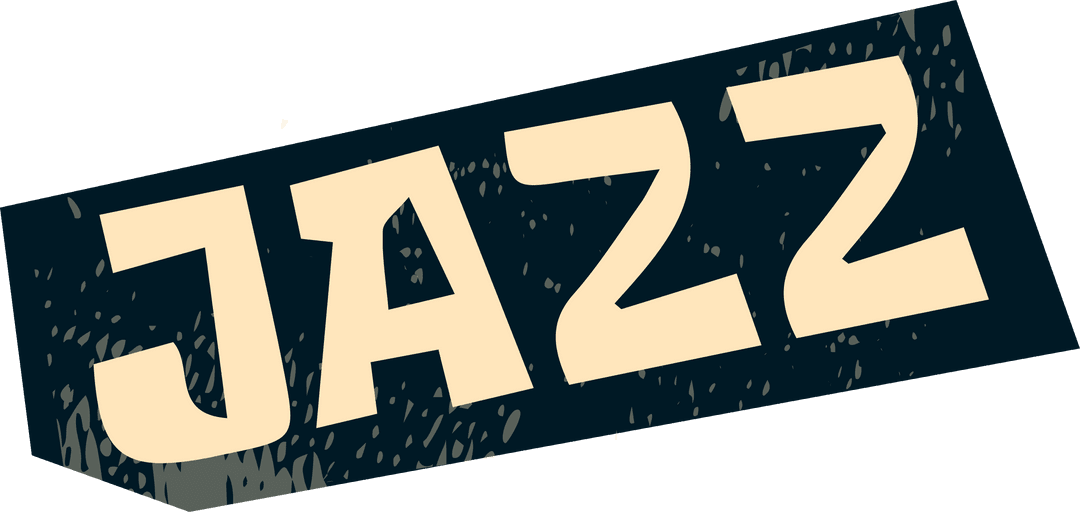 Stylized Jazz Logo with Grunge Texture on Transparent Background