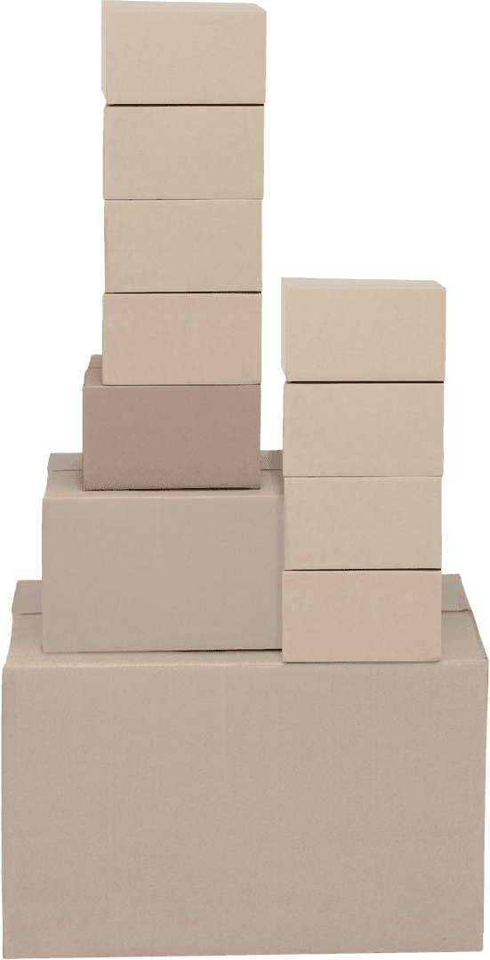 Stack of Transparent Cardboard Box Parcels for Shipping Solutions