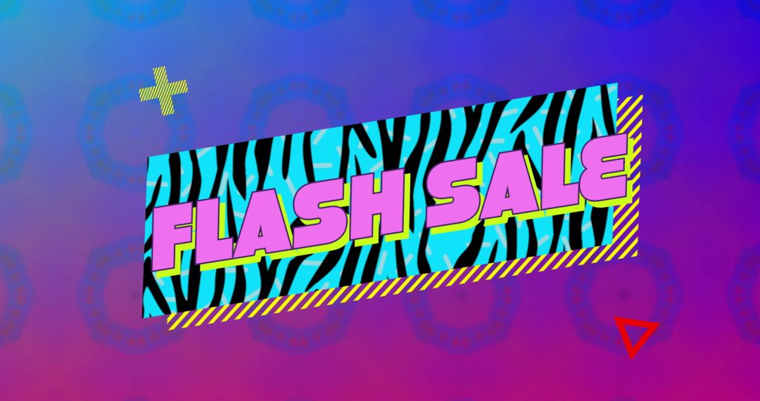 Vibrant Retro Flash Sale Banner with Zebra Pattern and Gradients