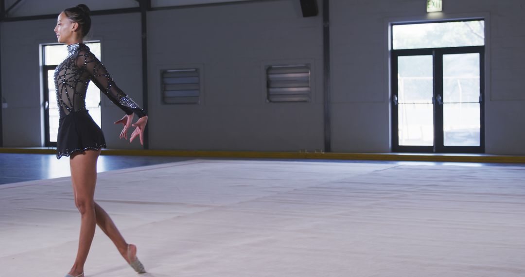 Young Gymnast Practicing Rhythmic Gymnastics Routine Indoors - Free Images, Stock Photos and Pictures on Pikwizard.com