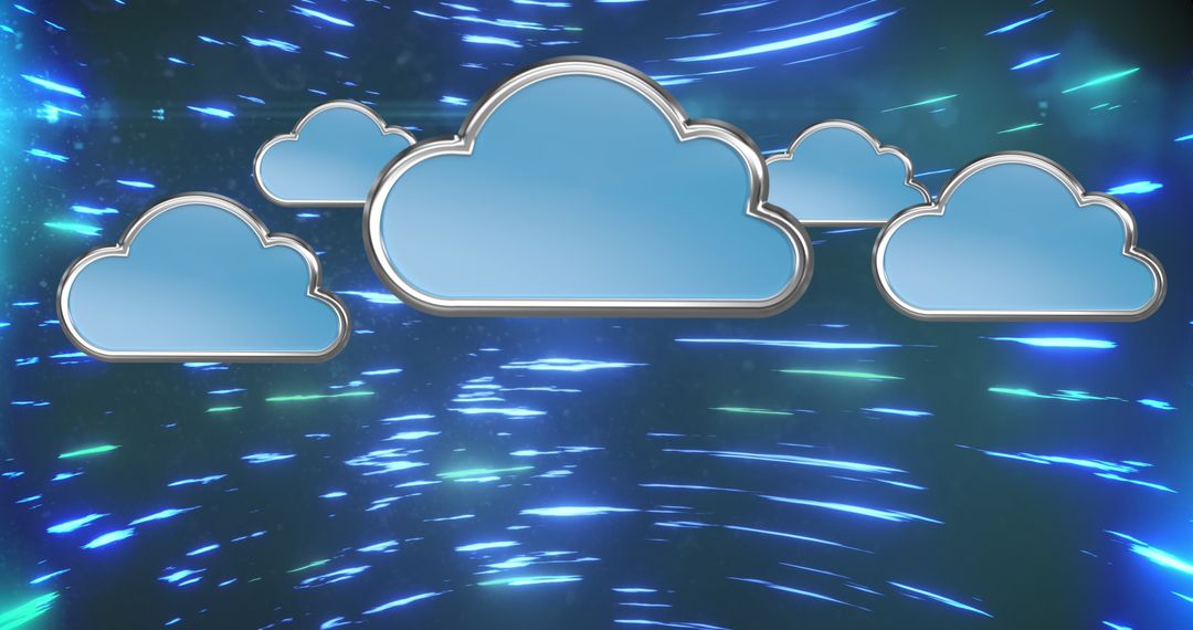 Digital Clouds Over Dynamic Light Trails Illustrating Online Connectivity