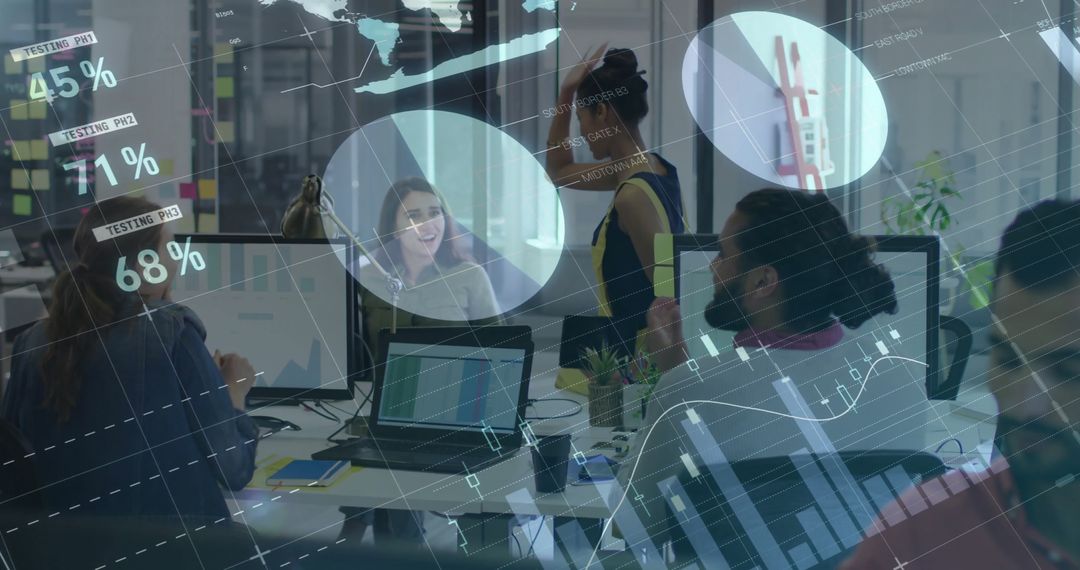 Financial Data Processed by Diverse Team in Modern Office