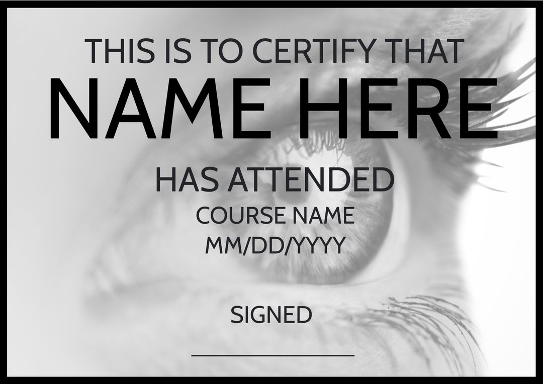 Certificate Template with Eye Symbolizing Focus and Achievement - Download Free Stock Templates Pikwizard.com