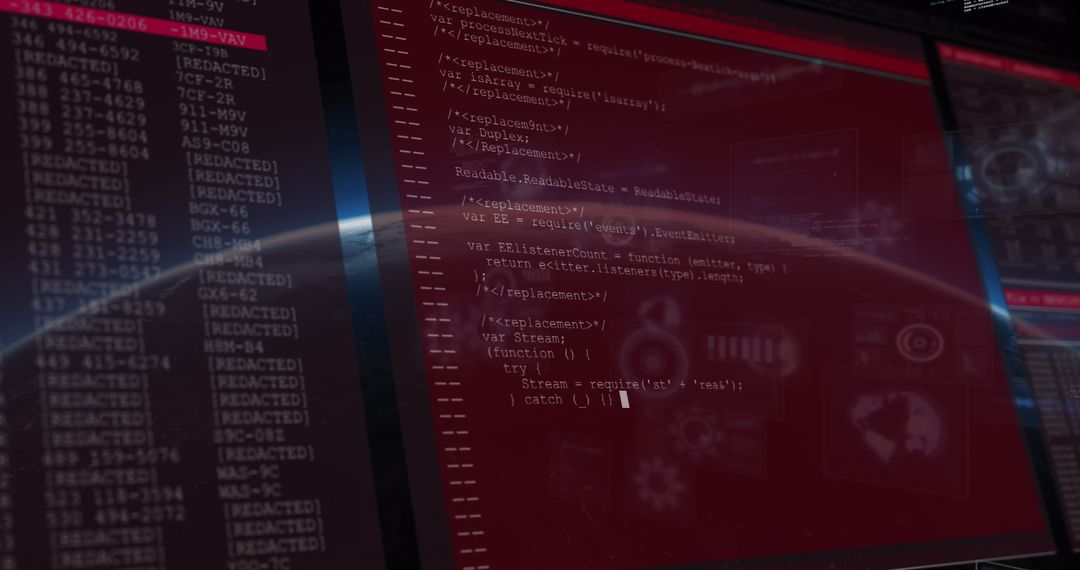 Cybersecurity Interface with Data over Globe Hologram