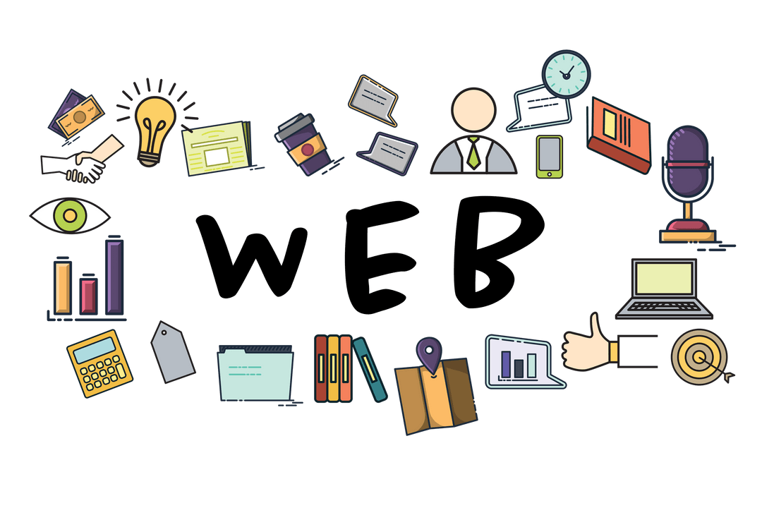 Colorful Digital Connectivity Icons on Transparent Background