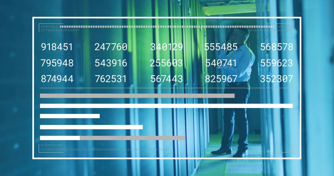 IT Technician Analyzing Modern Data Center Server Infrastructure