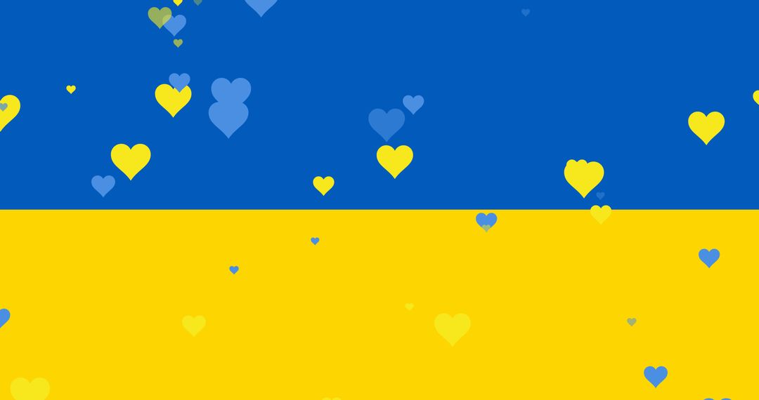 Floating Hearts Over Ukraine Flag Showing Solidarity