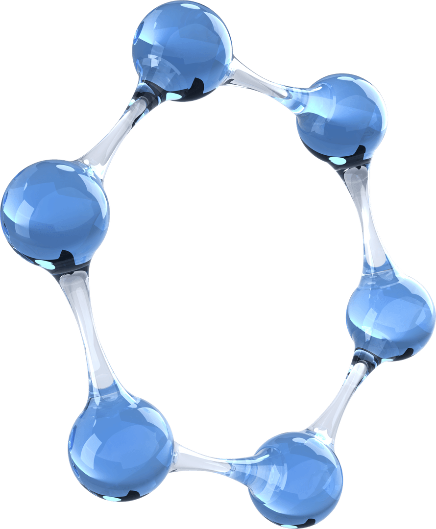Transparent Abstract Molecule Model With Blue Elements