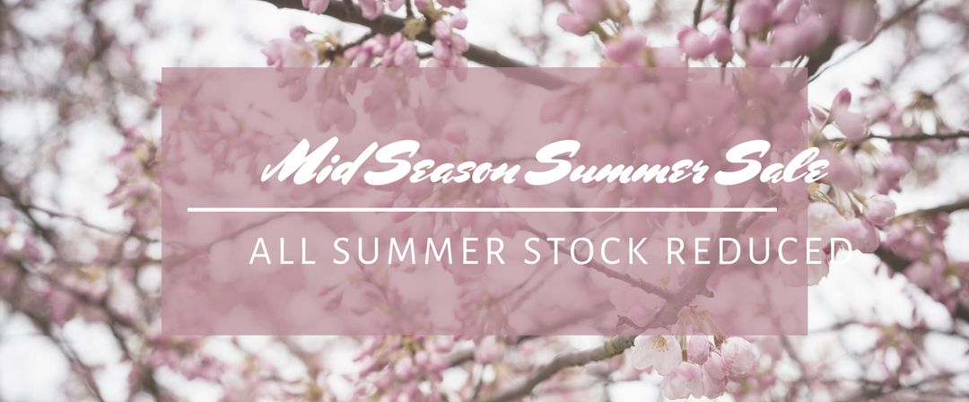 MidSeason Summer Sale Banner with Cherry Blossoms
