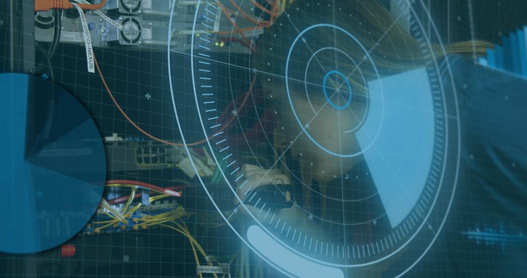 Technician Working on Futuristic Globe Tech Console