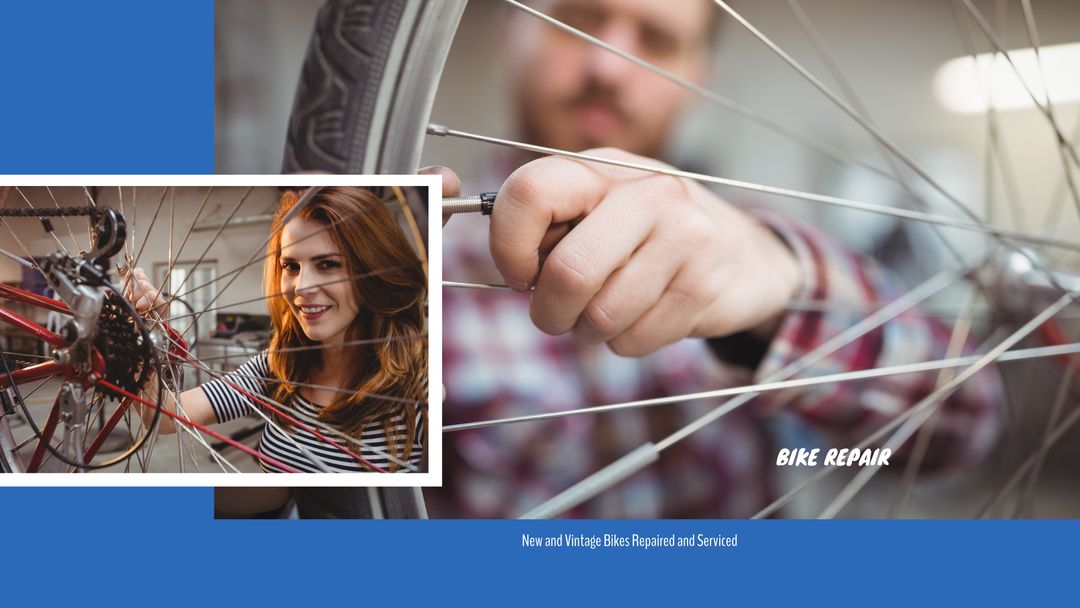 Bicycle Repair Concepts with Man and Woman in Workshop Setting