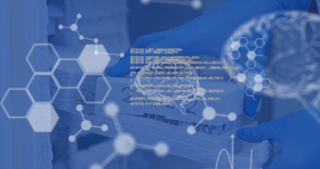 Scientist Researching with Digital Data Overlay in Lab