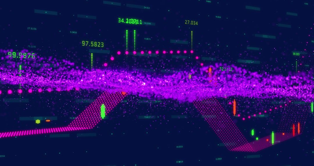 Futuristic Financial Trading Graph with Purple Energy Wave