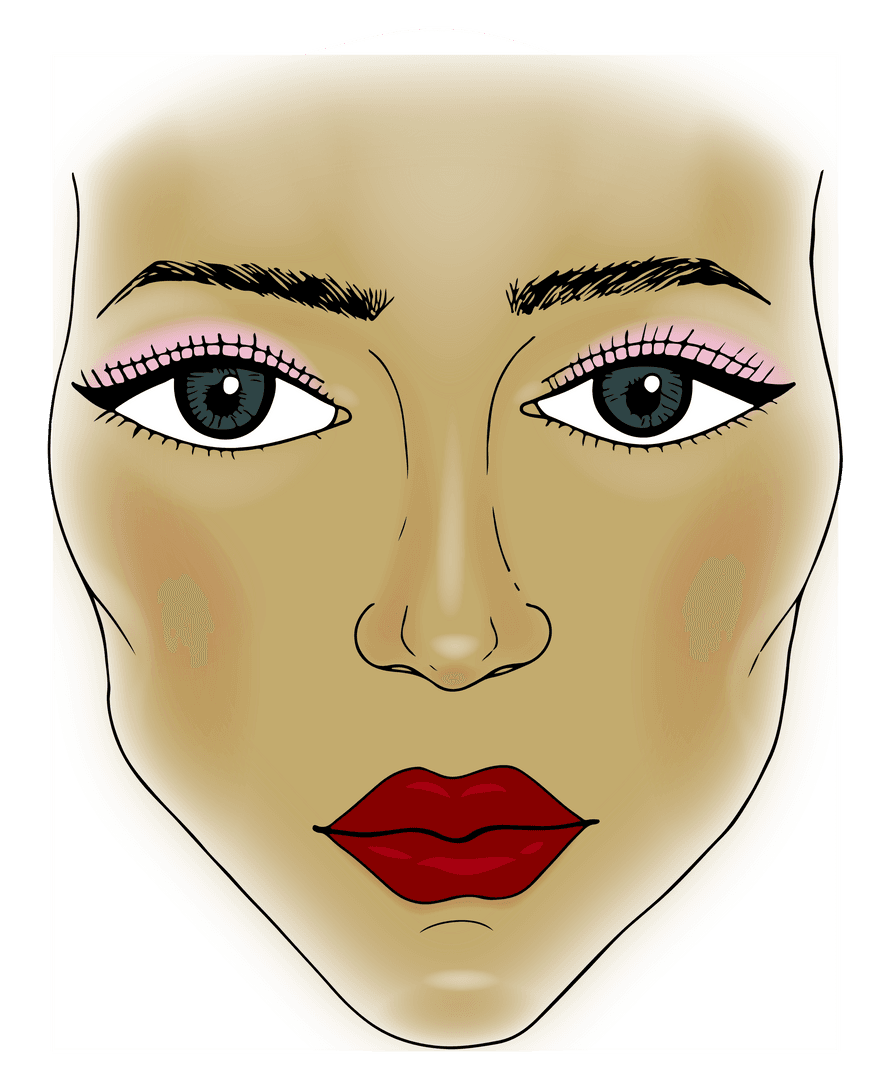 Transparent Illustration of Woman's Face with Red Lips Close-up