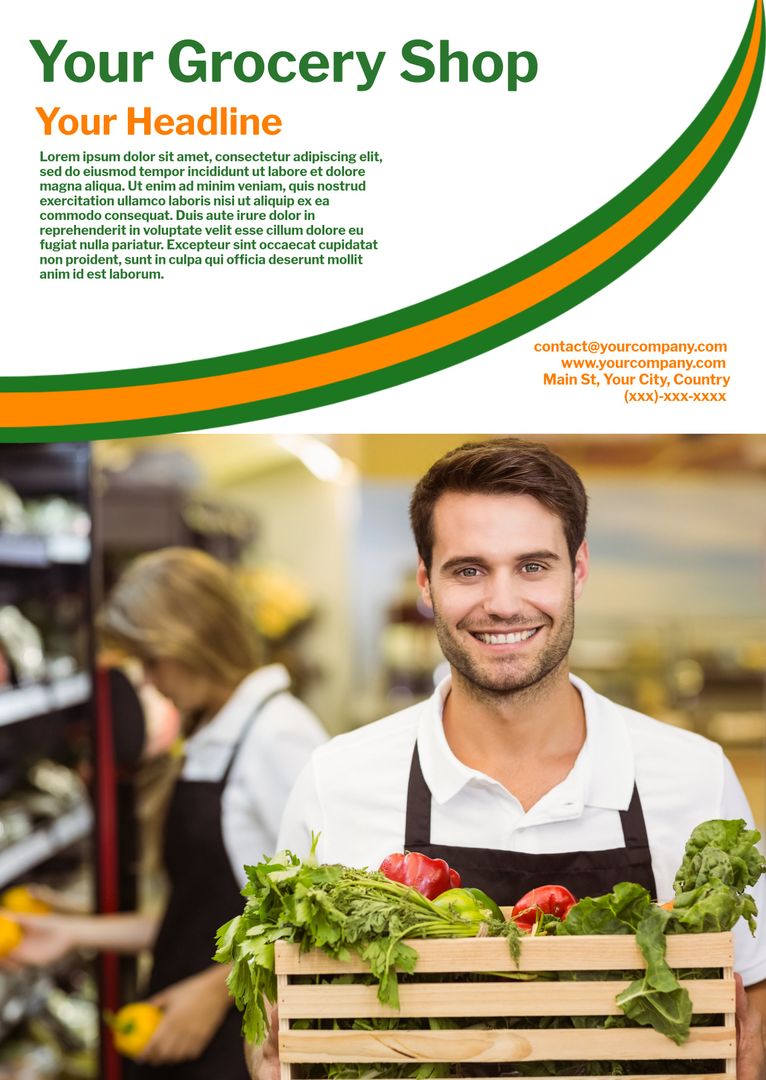 Smiling Grocery Store Owner Holding Fresh Vegetables in Wooden Crate -  Download Free Template from Pikwizard