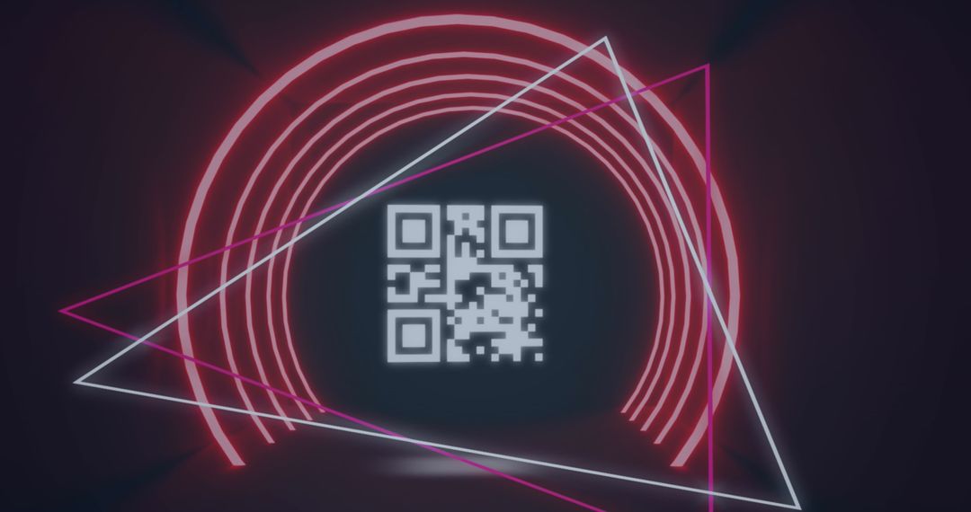 QR Code with Red Circles and Neon Triangles