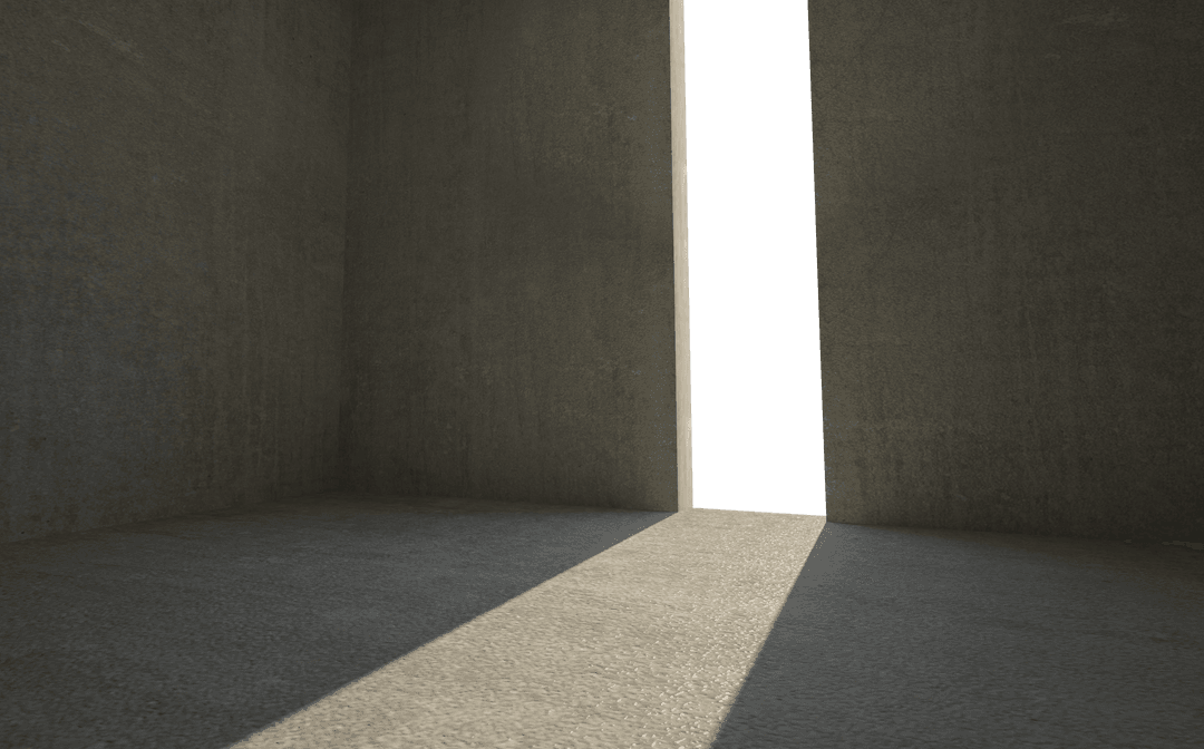 Transparent Sunlight Casting RTight Angles Gray Walls Empty Room