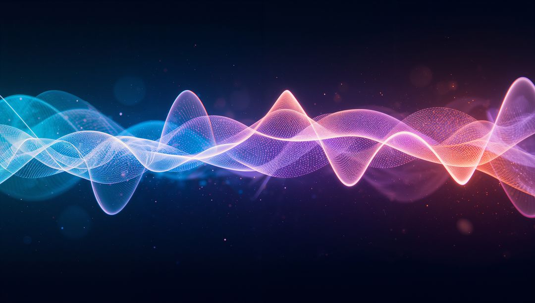 Fluid Motion Digital Waveform Glowing in Dark Abstract Space