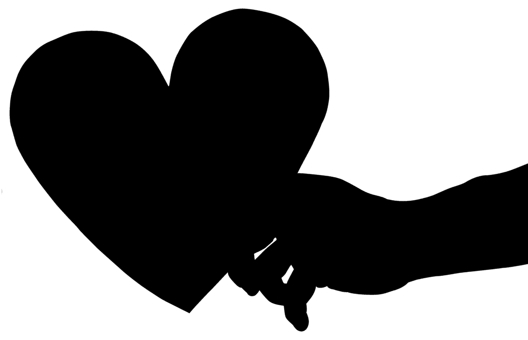 Transparent Silhouette of Hand Holding Heart Symbol