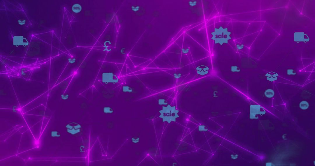 Dynamic Purple Network with E-Commerce Icons