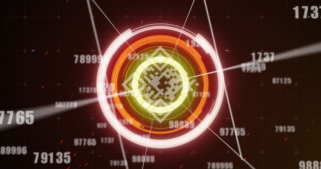 Digital Interface with QR Code and Cyber Scanning Elements