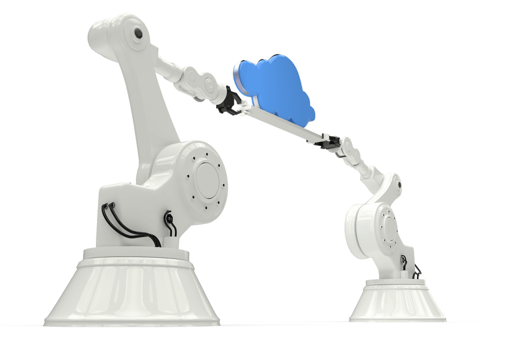 Robotic Arms with Cloud Symbol on Transparent Background