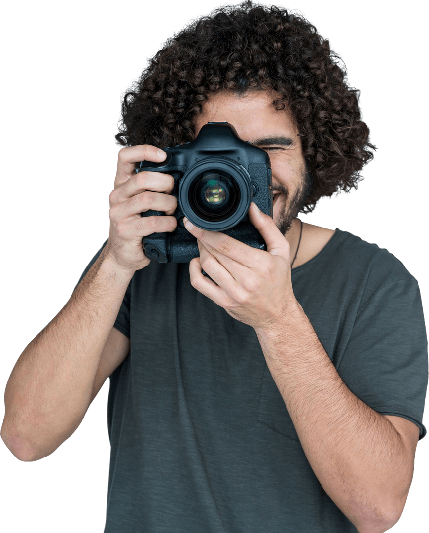 Photographer with Camera on White Background, Transparent Background