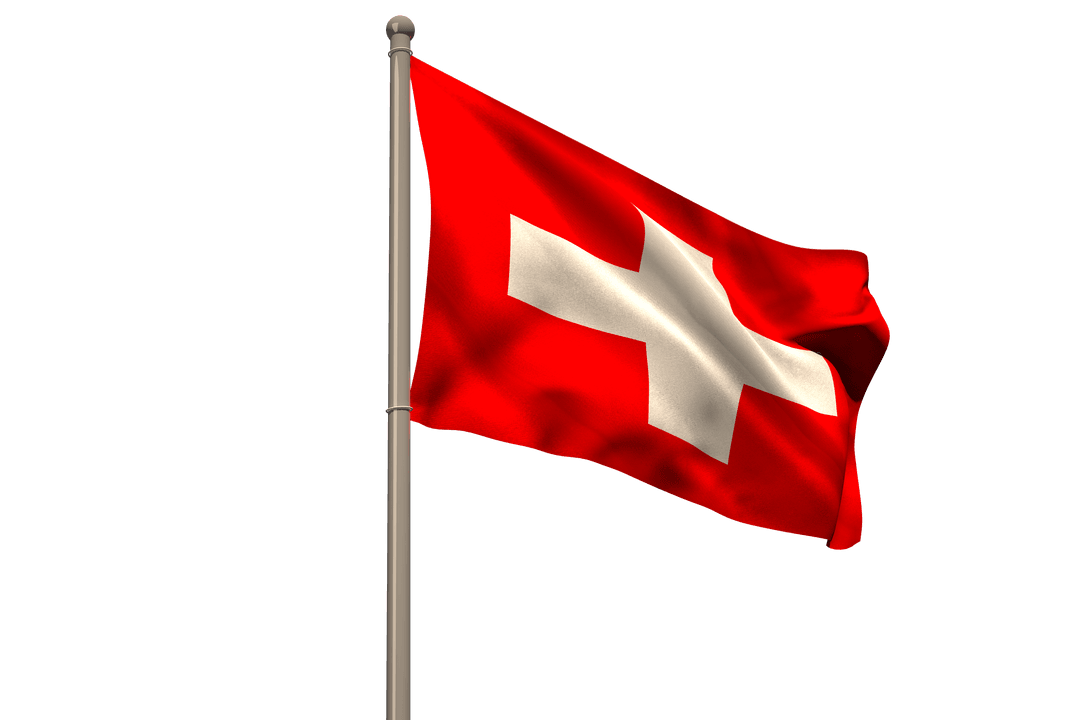 Swiss Flag Waving on Transparent Background Illustration
