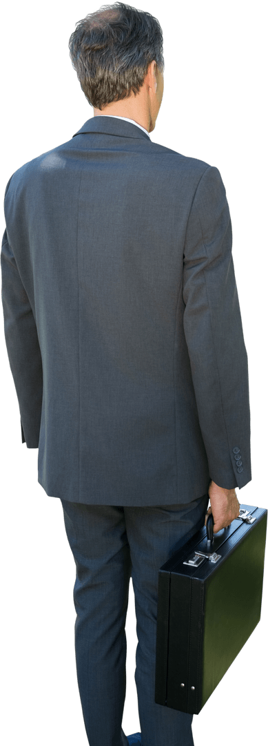 Transparent View Businessman Suit Holding Briefcase