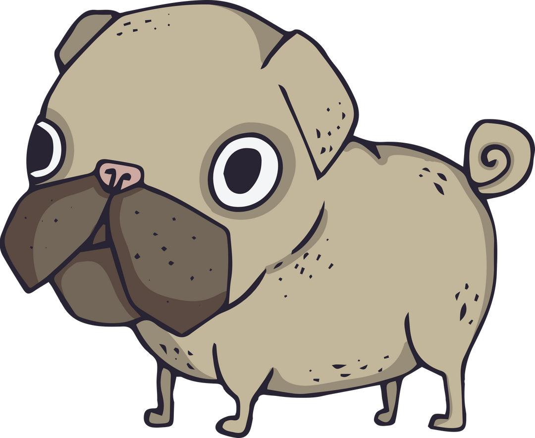 Pug Cartoon Drawing with Big Eyes on Transparent Background - Download Free Stock Images Pikwizard.com