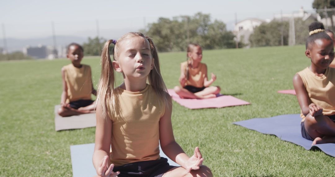 Children Practicing Outdoor Yoga Meditation in Park - Free Images, Stock Photos and Pictures on Pikwizard.com