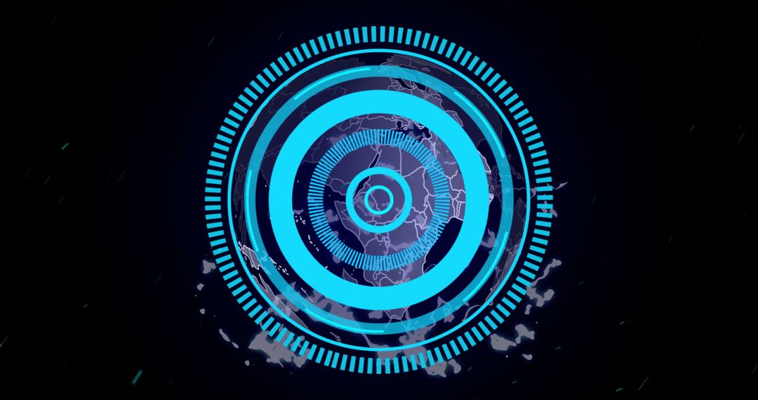 Futuristic Digital Interface with Blue Circular HUD