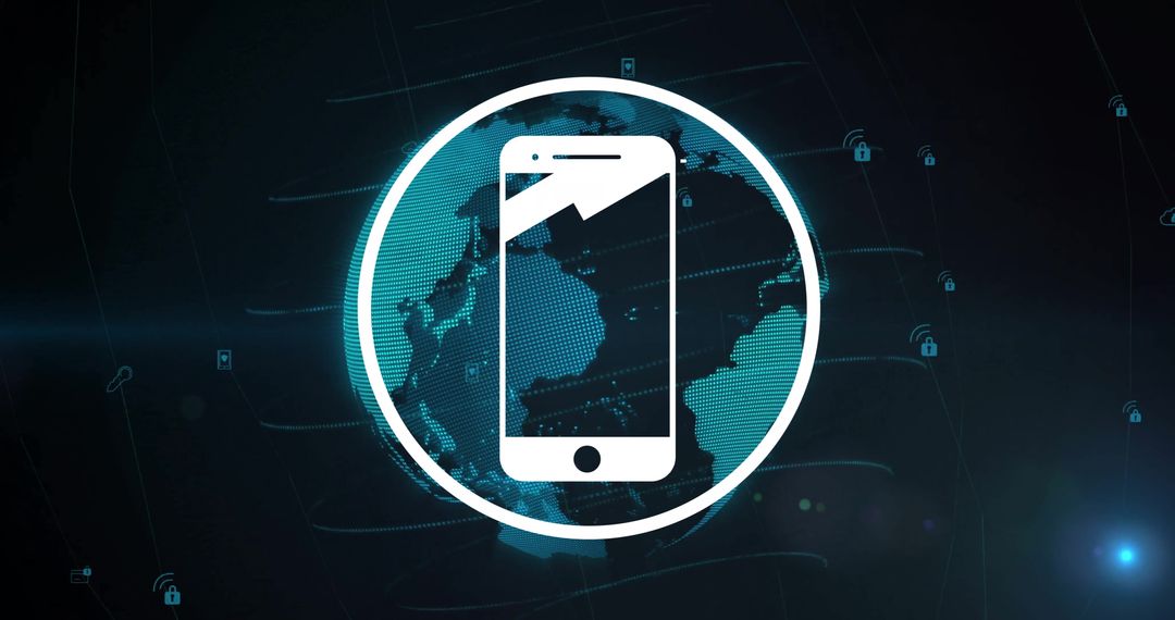 Digital Global Connectivity Smartphone Icon Overlay