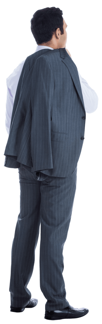 Back View Hispanic Businessman in Suit Transparent Background