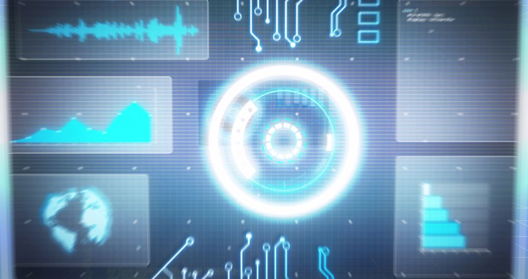 Futuristic Blue Digital Interface with Data Visualizations