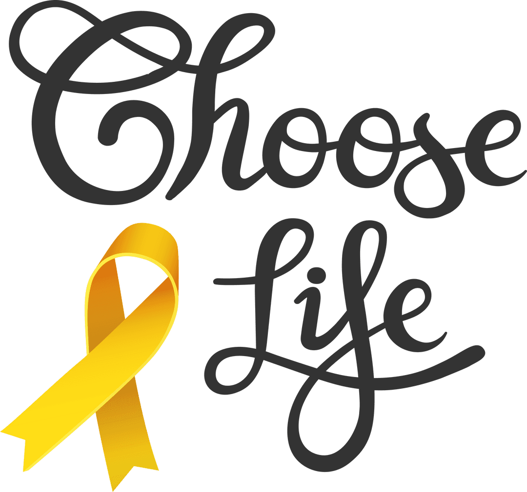 Transparent Yellow Awareness Ribbon with Choose Life Text