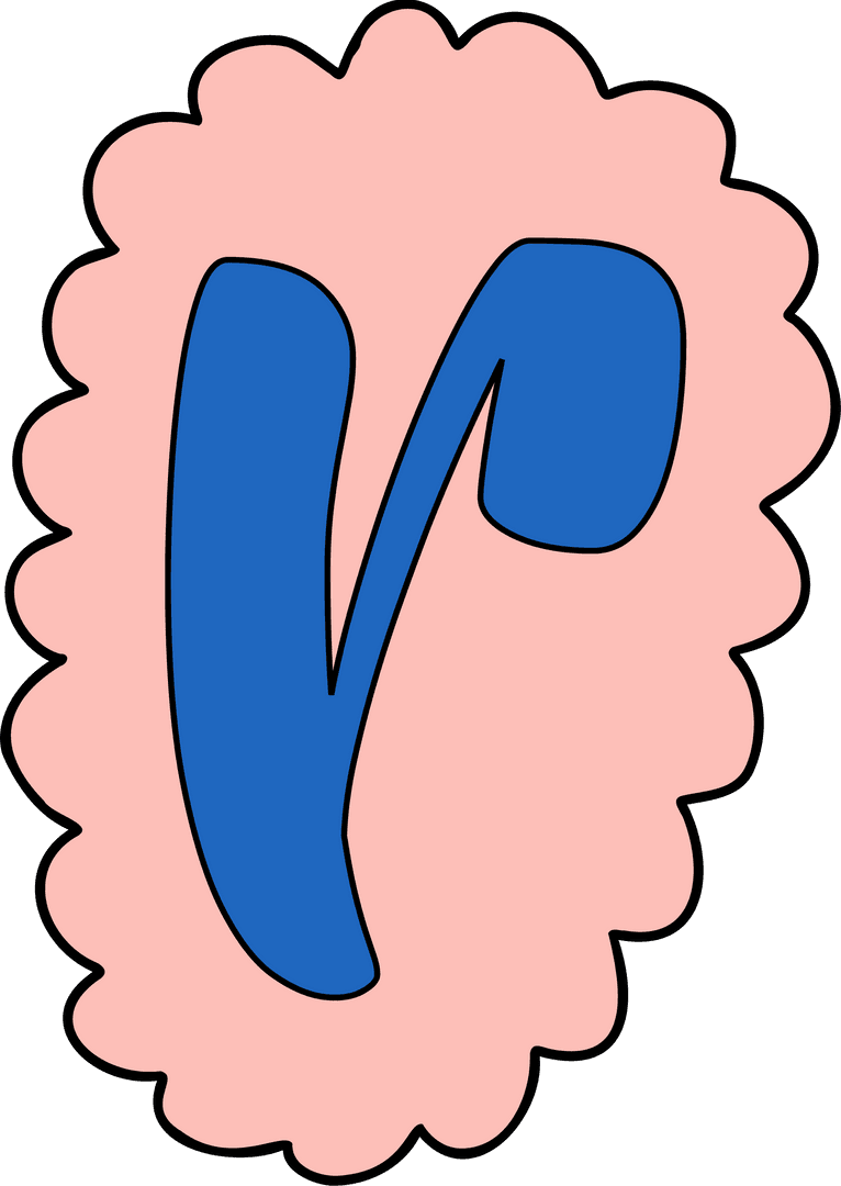 Blue Nu-Like Symbol on Pink Scalloped Design, Transparent Vector