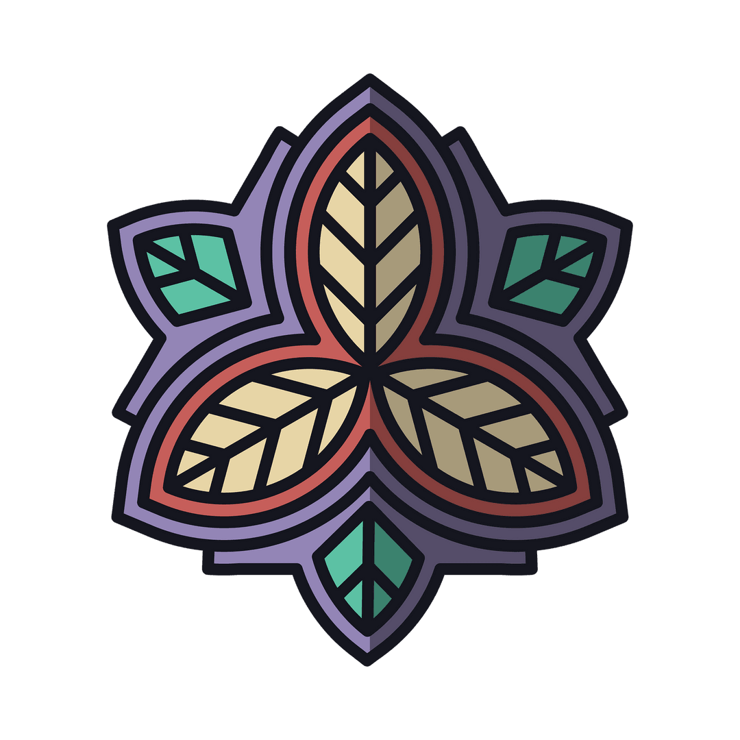 Colorful Abstract Floral Shape on Transparent Background