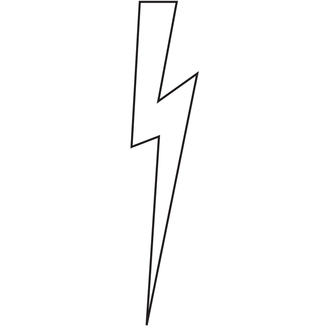 White Lightning Bolt Illustration on Transparent Background Vector Art