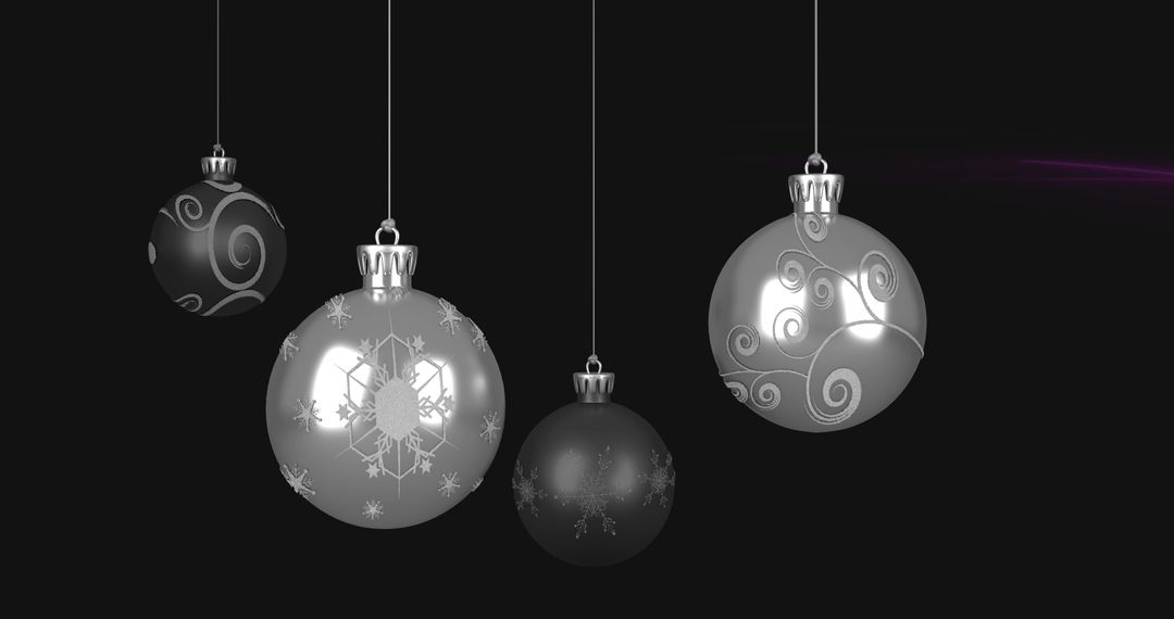 Christmas Baubles on Elegant Black Background