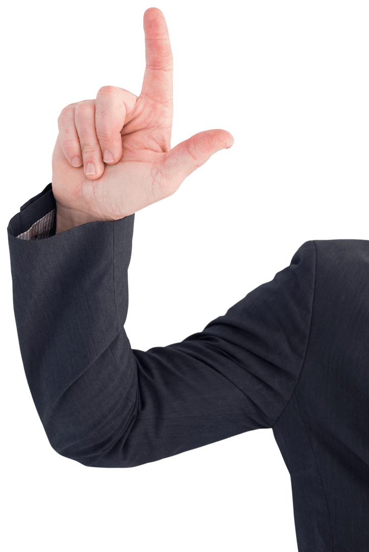 Men Raising Right Arm Point Up Transparent Background