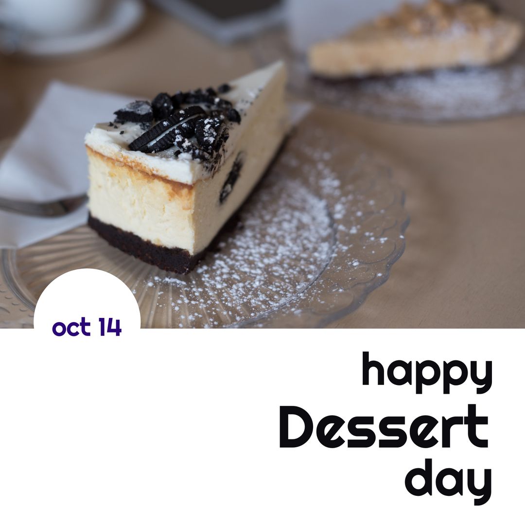 Celebrative Happy Dessert Day Cheesecake Slice Design