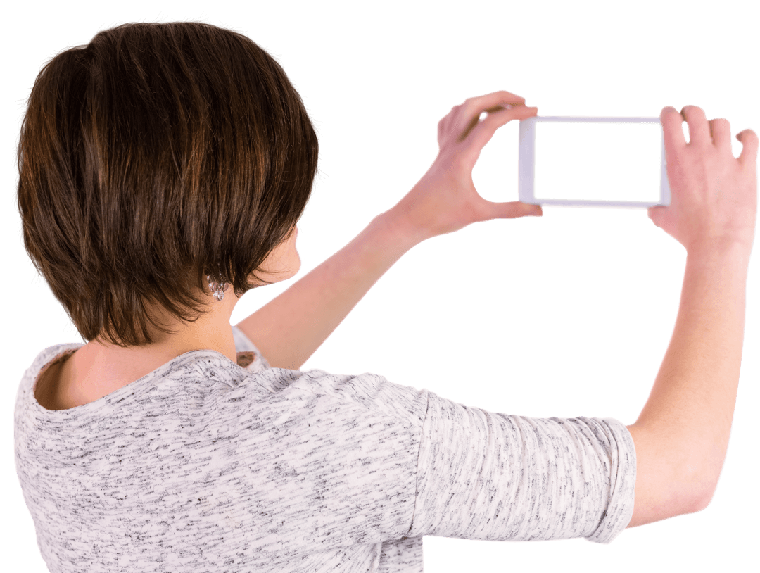 Transparent View of Woman Taking Photo on Smartphone