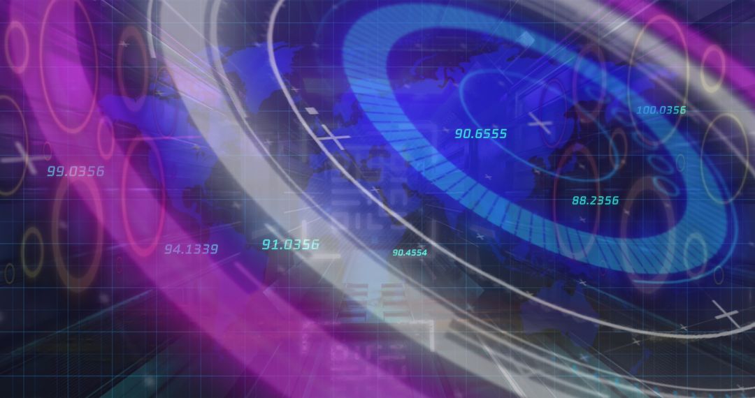 Futuristic Digital Interface with Data and Global Network