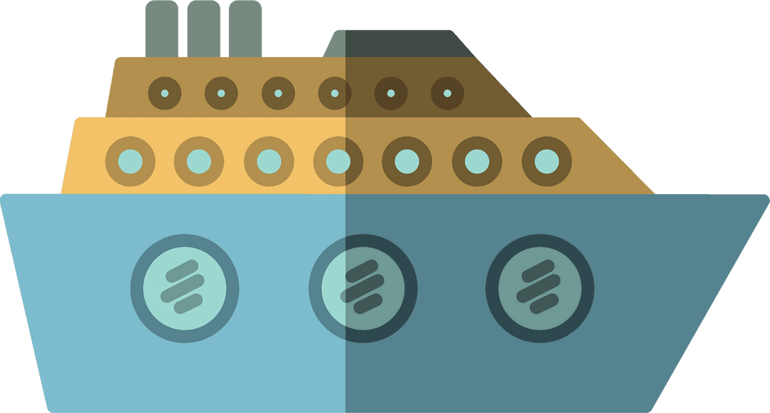 Stylized Passenger Ship Illustration on Transparent Background