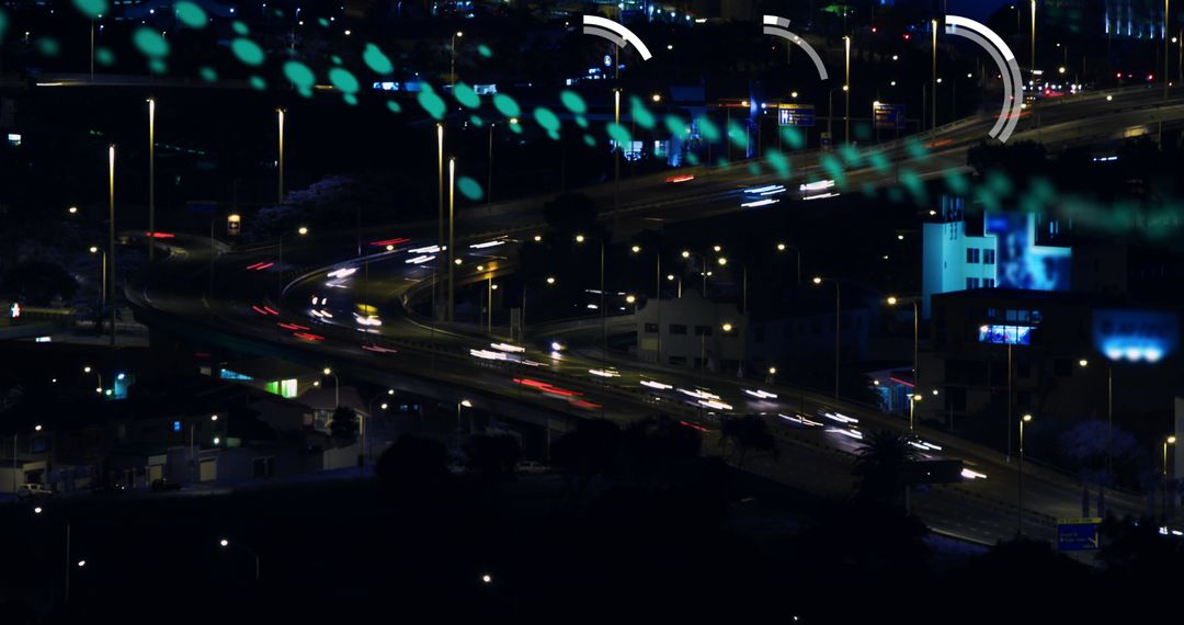 Nighttime City Highway with Blurred Motion and Lights