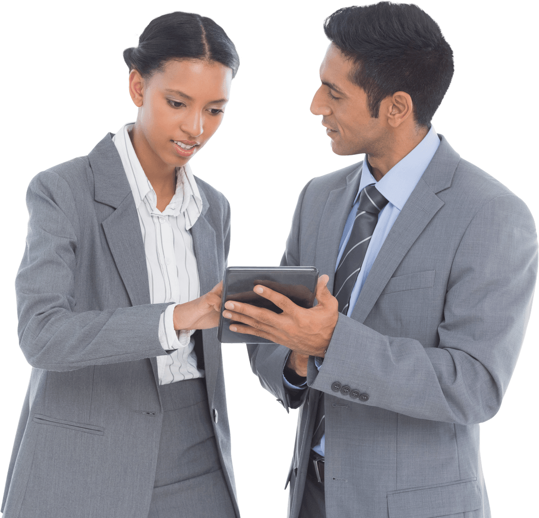 transparent business team analyzing digital data on tablet - Download Free Stock Images Pikwizard.com