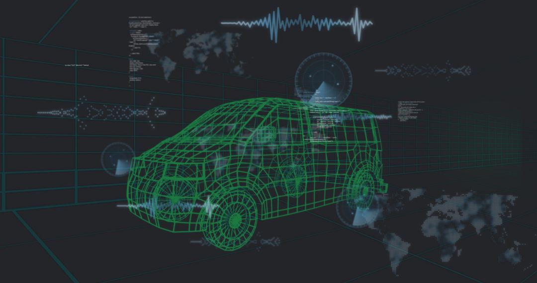 Digital 3D Model Vehicle Overlaid with Dynamic Data Visualizations - Free Images, Stock Photos and Pictures on Pikwizard.com